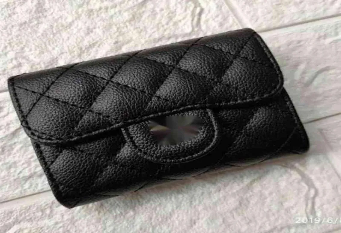 Carta de design de marca de luxo Plaid CC Cadel Short Wallet Lambskin Women039s Le Boy Pocket Pocket Real Leather Zipper Card Pack Purs1430294