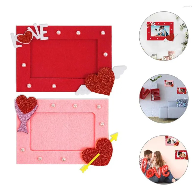 Cornici 2 pcs San Valentino PO Frame Picture per feste per matrimoni Non tessuti Non tessuti Muro Love Festival Amanti