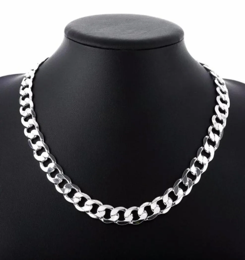 Kedjor 2022 tum 12 mm trottoarkedja halsband för män silver 925 halsband choker man mode manlig smycken bred krage vridmoment colar5353548