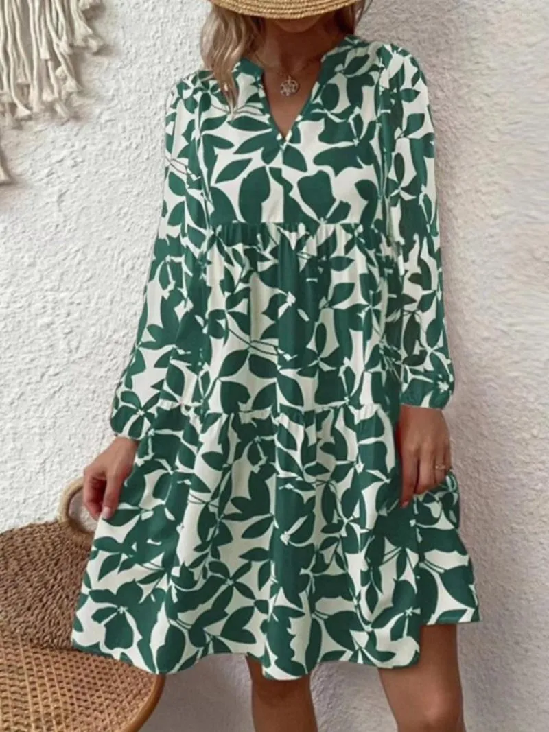 Vestidos casuais, impressão solta, um vestido de manga longa gordinha de menina gordinha