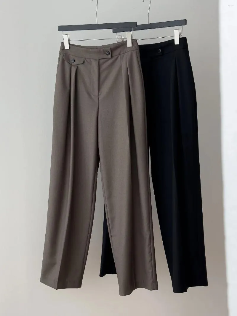 Pantalon féminin 2024 Fashion lâche double pantalon rétro plissé 0322