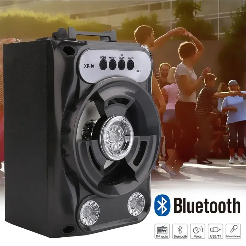 Player Large Size Bluetooth Speaker Wireless Sound System Bass Stereo with LED Light Support TF Card FM Radio Outdoor Sport Tra