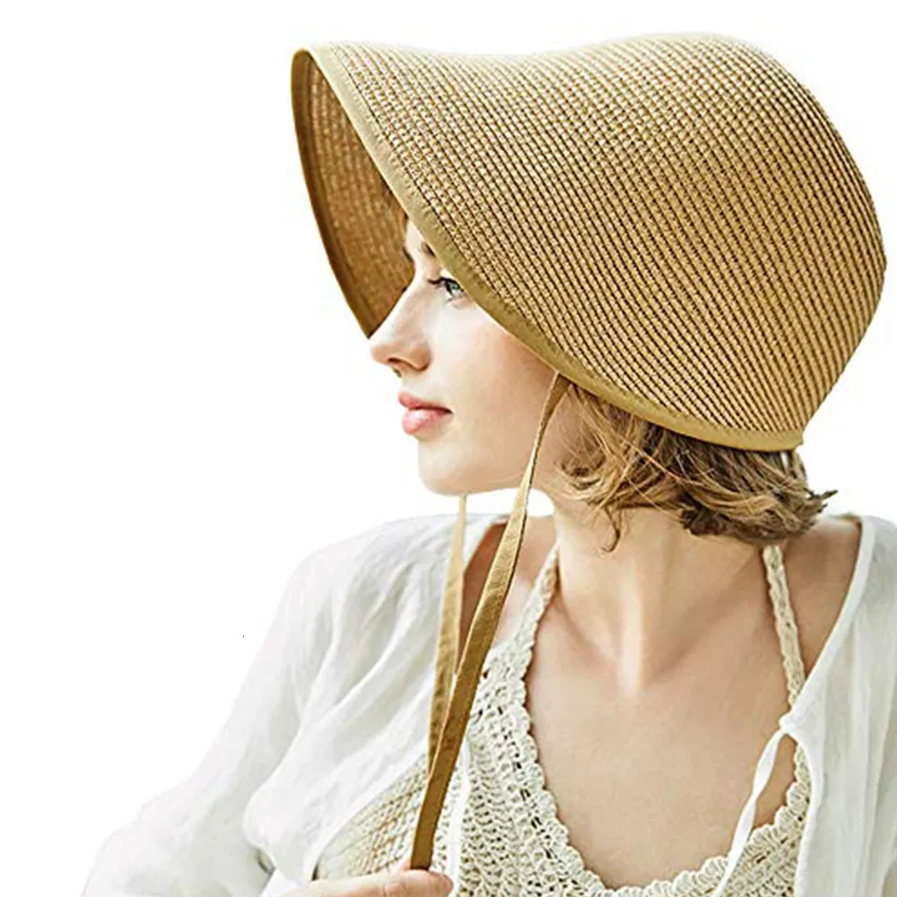 FS Fashion Straw Regency Bonnets Sombreros para mujeres Sun Hats Bow Beach Cap Beach Big Brim Cloche Hat Fedora Chapeau Femme 240412