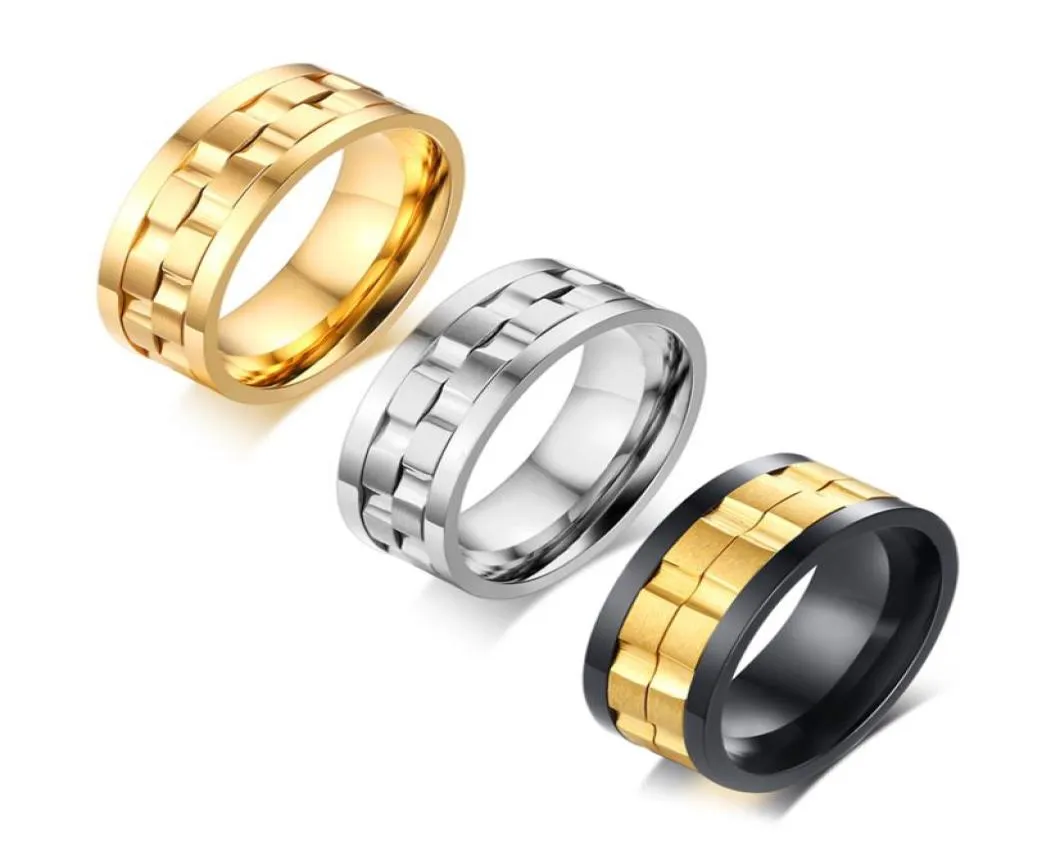 Kühle Herren Edelstahl Spinner Rotatable Getriebe Ring US Größe 7121165182