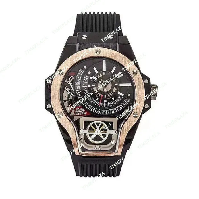 2024 패션 스포츠 개인 Domineering Luxury Men 's Watches 고무 밴드 쿼츠 손목 시계 남성 시계 캘린더