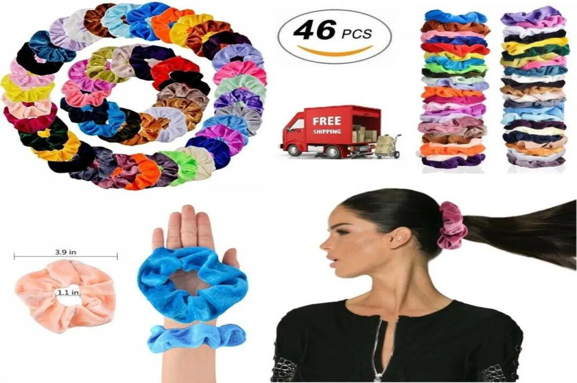 Scrunchies włosy aksamitne elastyki włosów krawatowe scrunce opaski krawaty liny prezenty 46 PCS9505967