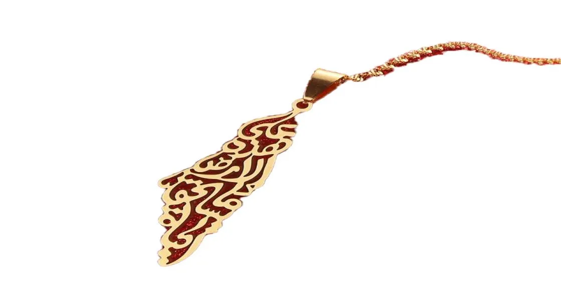 Colliers pendants bijoux tendance arabe creux en acier inoxydable Palestine Israël Carte pour hommes Chaîne Chaîne ELLE224161202