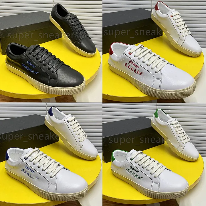 Designerschuhe Court Sneakers Männer Trainer Echte Leder -Plattform bestickter Logo Signature Sneaker mit Box