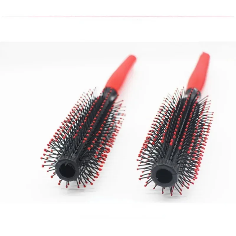 2024 Rolo escova de cabelo pente de pente vermelho alça vermelha redonda ondulada de estilo cacheado Curling Profissão de beleza BARBE