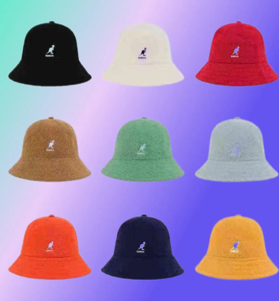 Kangaroo Kangol Fisherman Hat Sun Hat Sunscreen Embroidery Towel Material 3 Sizes 13 Colors Japanese Ins Super Fire Hat AA2203127049857