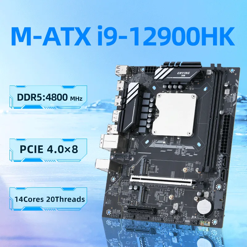 ERYING DIY Gaming PC Desktops Motherboard with Onboard CPU Core Kit i9 12900HK i9-12900HK 14C20T DDR5 RAM Computer Assembly Set