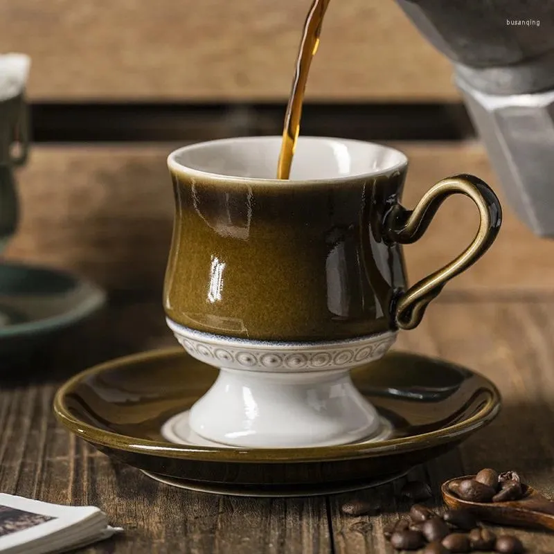 Pucharki Przyjazd Ins Medieval Coffee Cup i talerz Trwały Chiny termostabilność popołudniowa herbata Wysokiej jakości herbatę Wysokiej jakości kubek