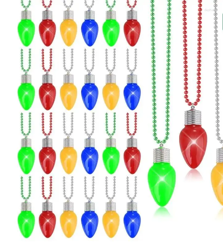 Decorazione per feste 10 pezzi illumina la collana in lampadina su perle del mardi gras a led lampeggianti collane luminose per le vacanze