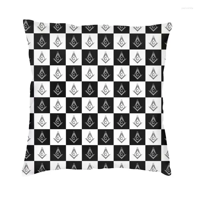 Oreiller freemason damière motif de couverture canapé salon maçon maçon maçonnique carré case 45x45