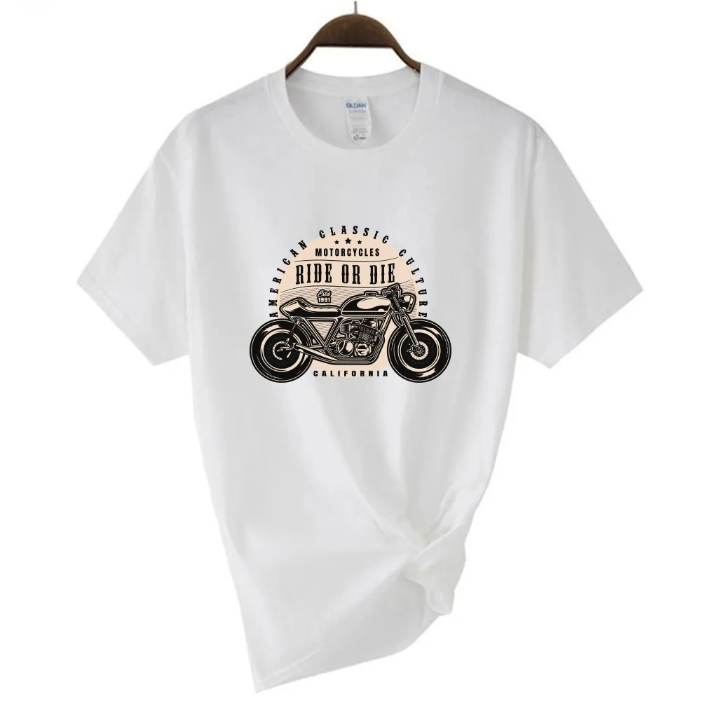 Camiseta vintage motocicleta feminina de impressão de camisetas camisetas curtas Tees de manga curta Men e blusa casual clássica de motocicleta tops