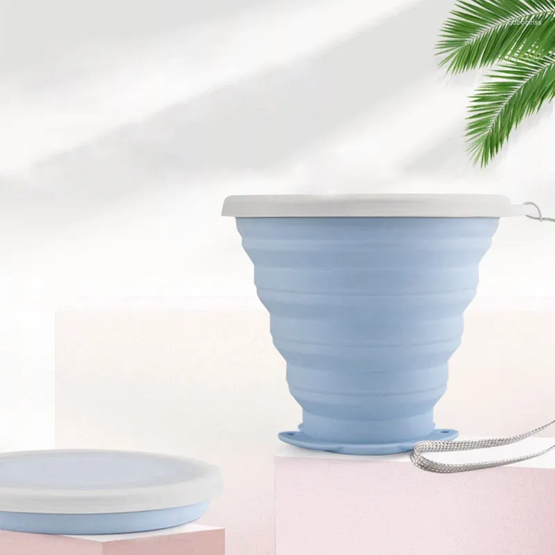 Tasses Saucers 6 couleurs 270 ml de voyage en silicone tasse de voyage rétractable café pliable thé à l'extérieur de la visite sportive extérieure