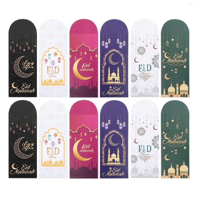 Подарочная упаковка 12шт Eid Mubarak Cash Convencees Holder Red Packet Al-Fitr Favors Universal