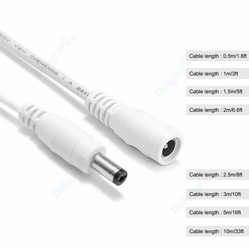 Banks DC 12V Adapter zasilający Kabel przedłużacz 5,5 mmx2.1 mm samiec żeński przewód zasilający przewód przedłużający DC Złącze zasilania dla solarnego CCTV