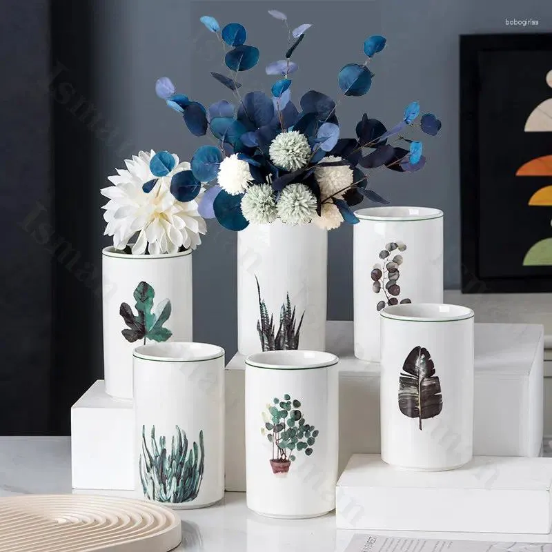 花瓶クリエイティブフラワーペインティングセラミック花瓶モダンな装飾北欧の家の装飾デスクトップイケバナフラワーストレージアクセサリー