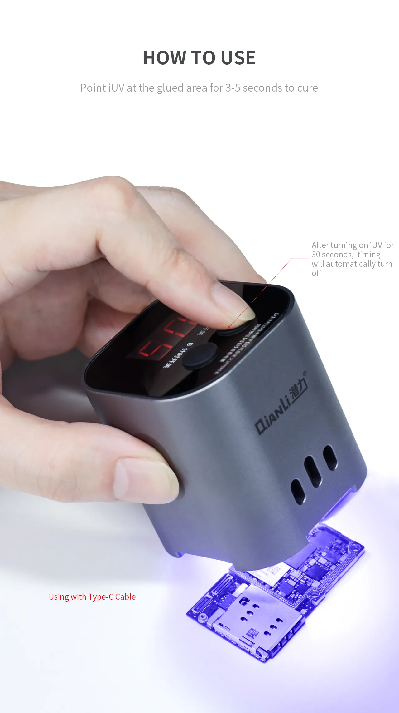 Qianli Smart UV Rapid Curing Lamp Green Oil UV Light For Mobile Phone ...