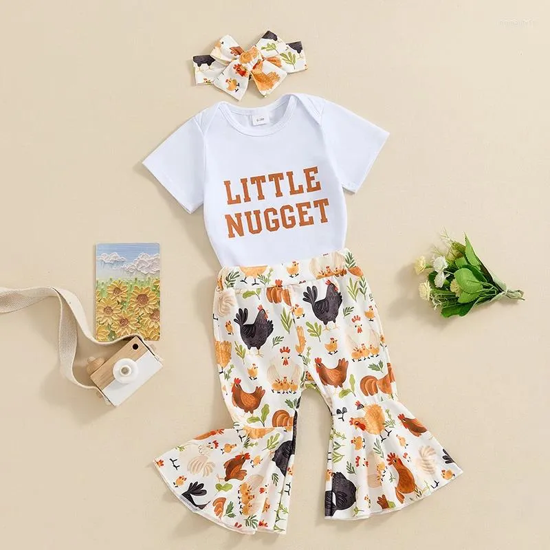 Ensembles de vêtements pour bébés filles lettre d'été imprime les manches courtes roberie et pantalon de poussière pantalon 3 pièces vêtements