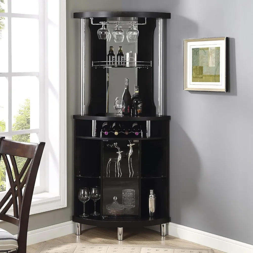 DHgate Modern Corner Cabinet with Black Wine Rack Display Storage Unit Home Garden