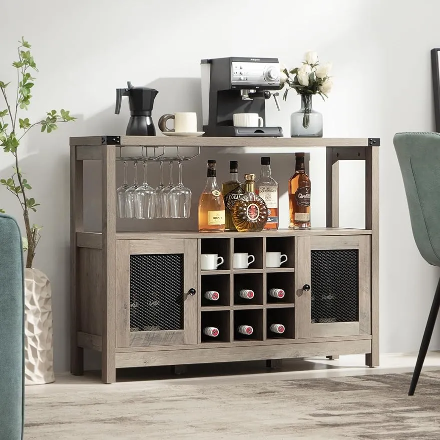 Dining Storage Cabinet With Wine Rack Farmhouse Oak Sideboard