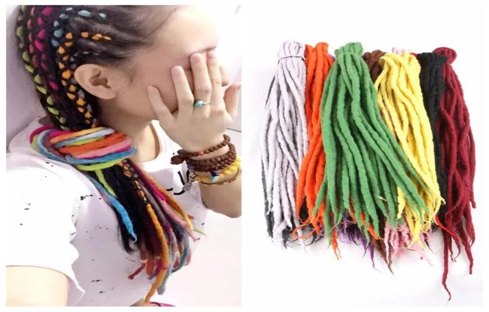 Tresses de crochet synthétiques Cheveux Népal Felted Wool Dreadlocks Tressage synthétique Extensions de cheveux 90cm120cm 24Colors Populaire7363807