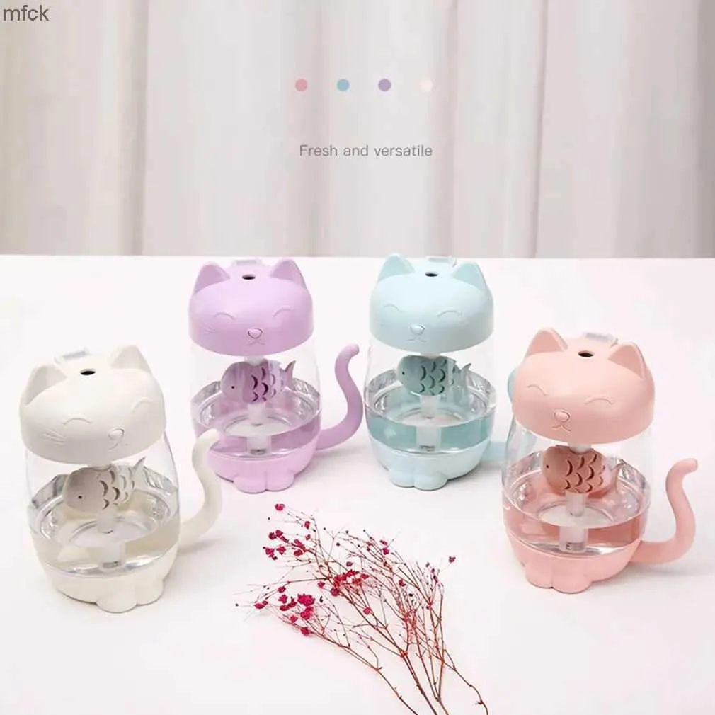 Humidifiers Air Humidifier LED Light Cartoon Cat Cool Mist USB Humidifier Ultrasonic Ultra-Quiet Humidifier For Kids Infant Nursery