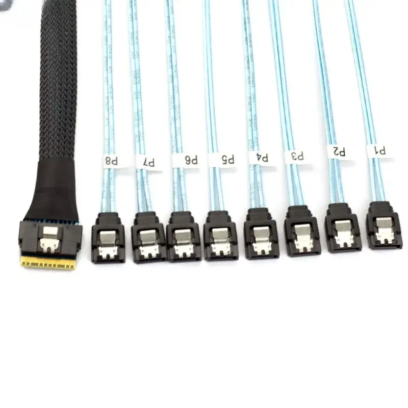 new PCI-E Slimline SAS SFF-8654 8I To 8X SATA Straight Head Server Hard Disk Conversion Cableto 8X SATA Cable for PCI-E Slimline SAS