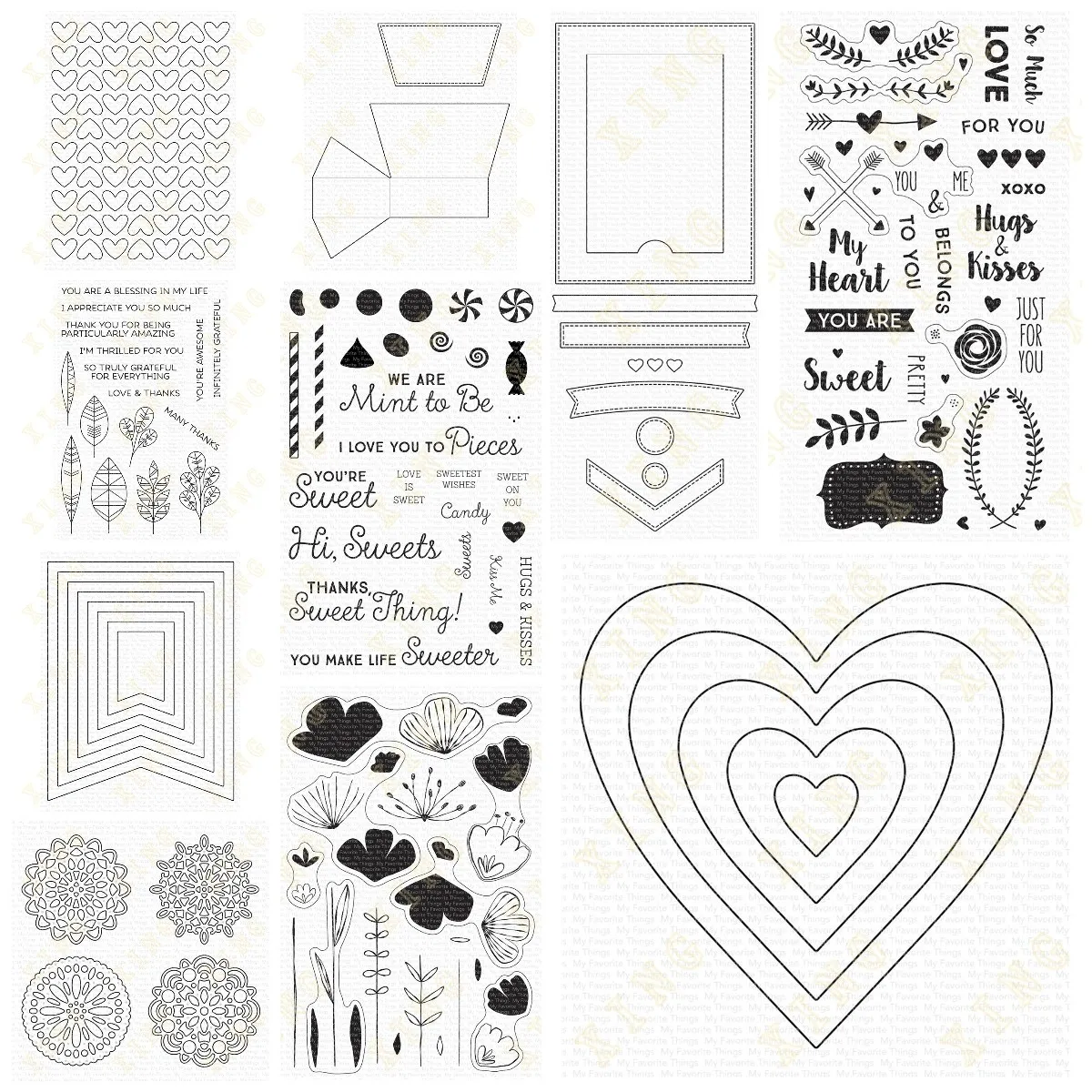 Heart Love Metal Cutting Dies and Clear Stamps for Valentine's Day ...