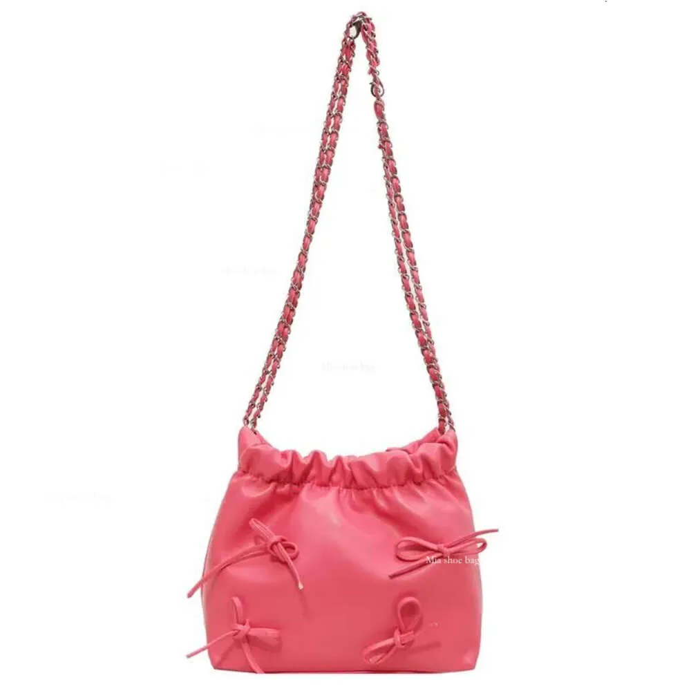 Drawstring Women Fashion Handbag Chain Bowknot Bucket Bag Casual Axel Purse varje dag för shoppingarbete resor