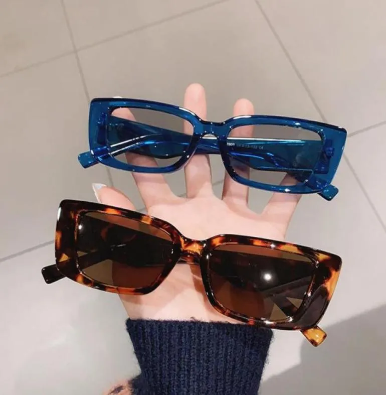 Ins populära mode små rektangel solglasögon kvinnor vintage leopard blå glasögon män katt ögon solglasögon nyanser uv4003752781