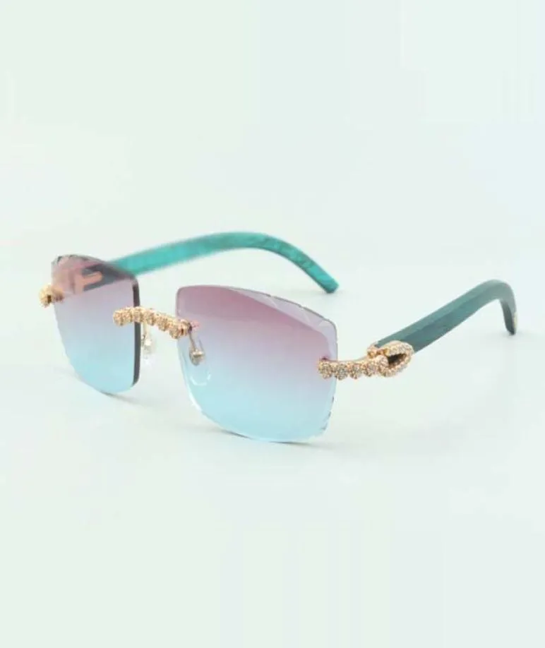 2022 exquisite bouquet diamond sunglasses 3524015 with natural teal wood arms and cut lens 30 thicknesssize 18135 mm2795984