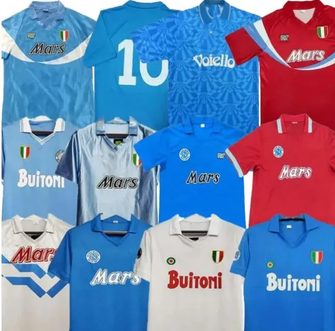 Maradona 1986 1987 1988 1999 Football Napoli Retro Soccer Jerseys 87 88 89 91 93 Classic Blue Thai Quality Football voor mannen Coppa Napels voetbal shirts