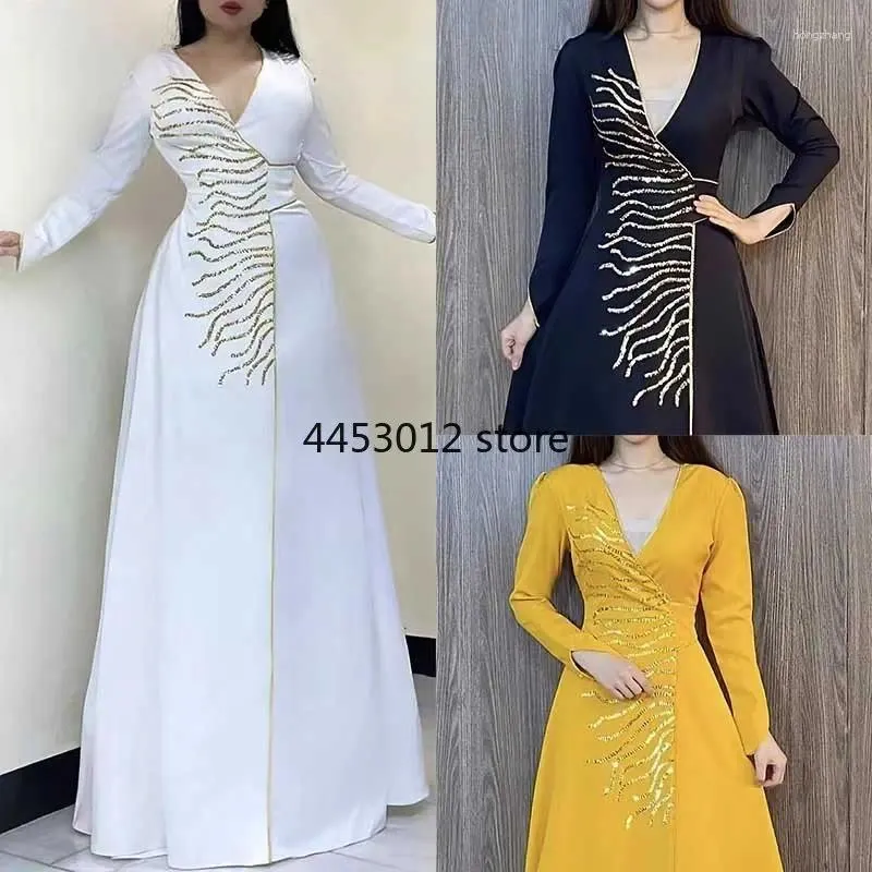 Vêtements ethniques Robes africaines pour femmes musulmanes longues robe burqa cristal mince robe 2024 Automne Vêtements élégants plus taille 4xl Abaya