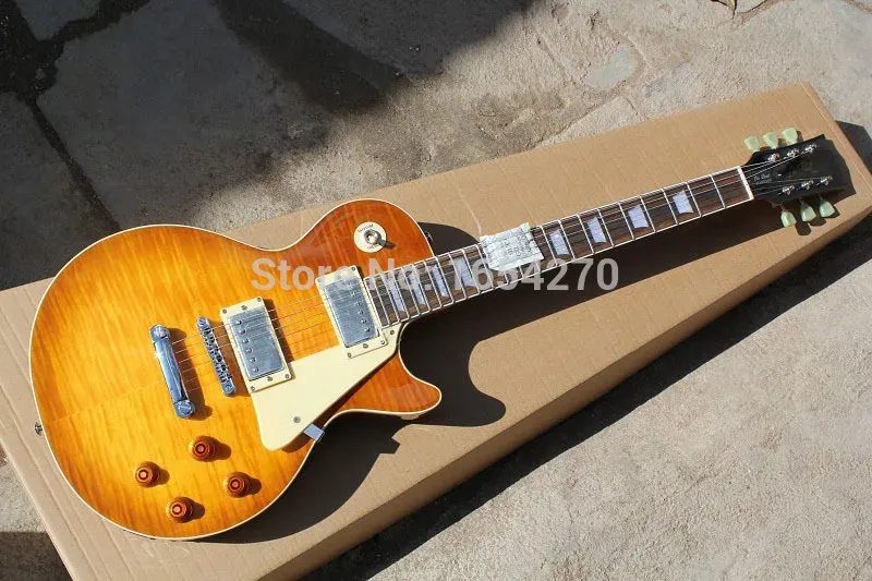 Cables Free shipping Who.ale High quality Top quality LP G Standard guitar with Golden hardware Electric guitar 151007