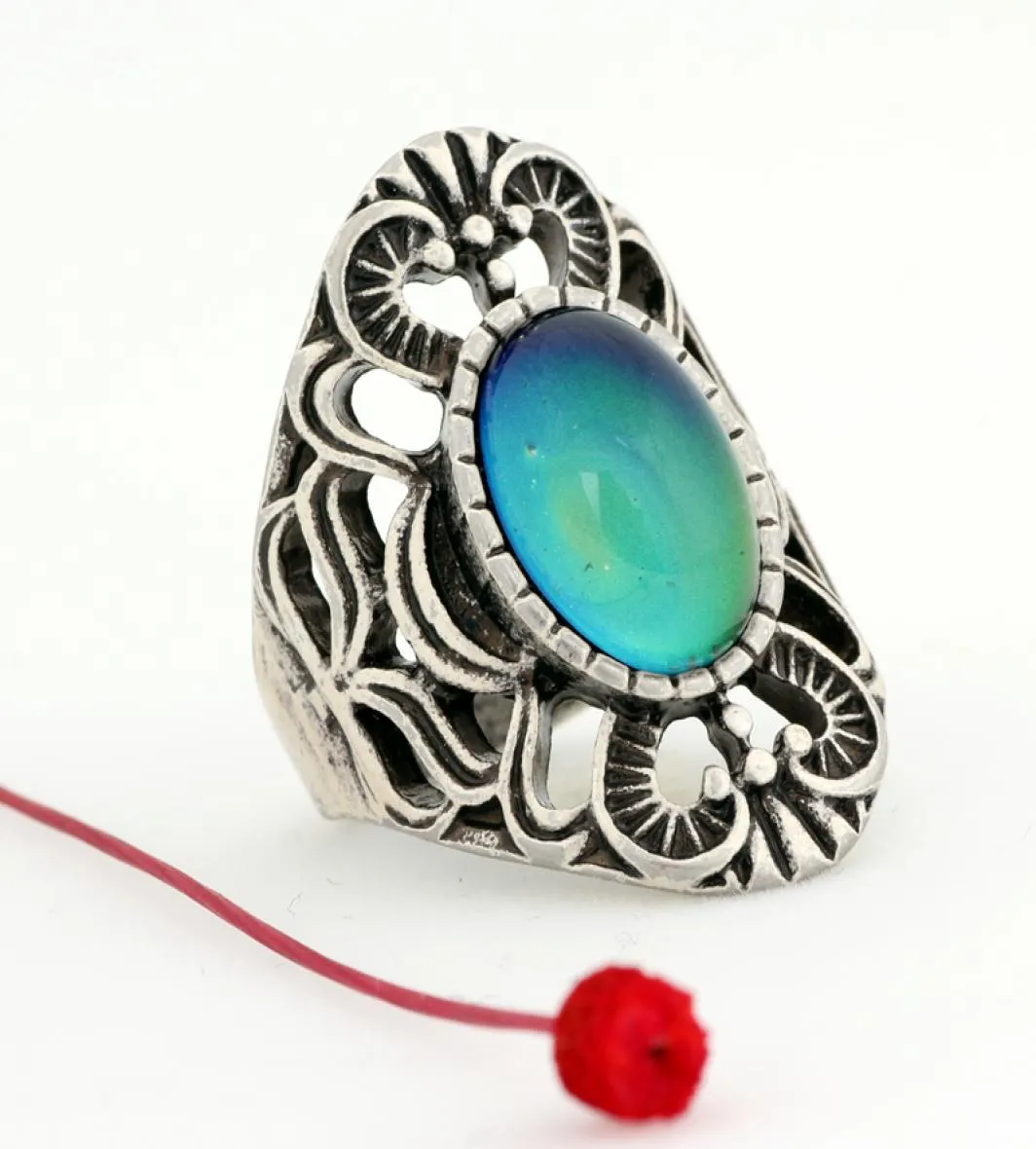 Новый стиль винтажный кольцо цвета кольцо тонкая эмоция чувствует серебряное настроение каменные кольца4283438