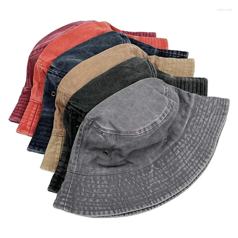 Berretti unisex cotone estate in lavaggio jeans cappello a cappello per secchio per donne pescatori primaverili da viaggio da viaggio all'aperto