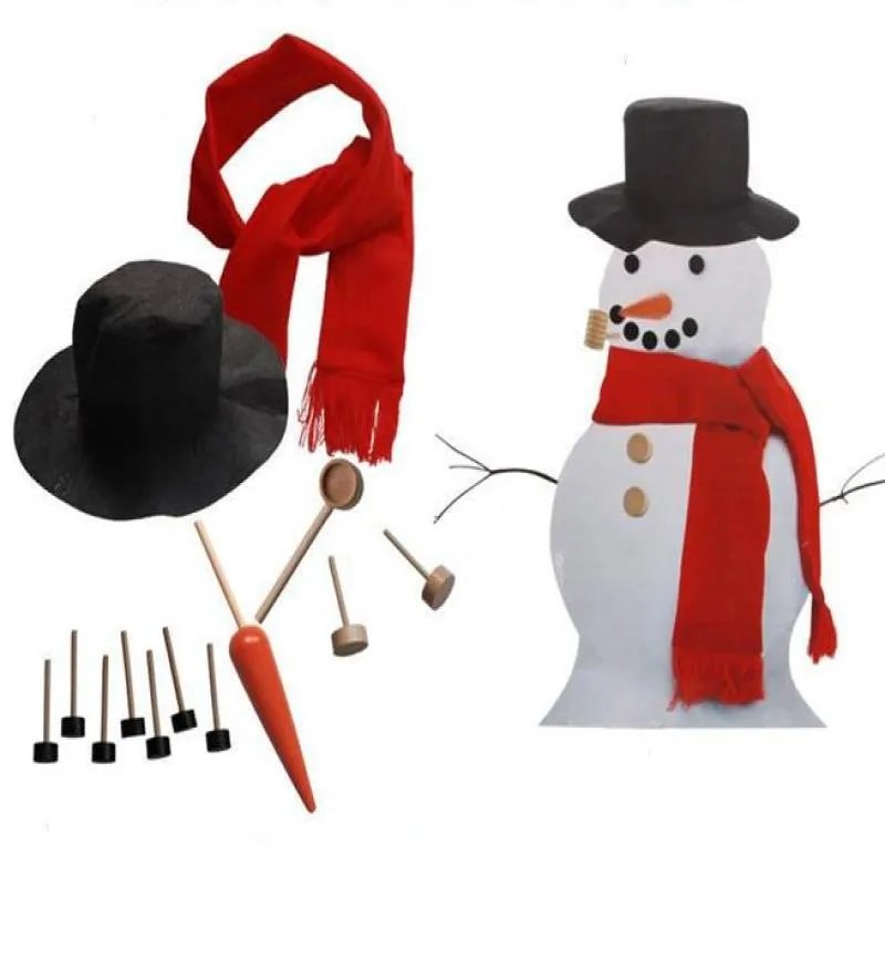 Snowman Kit Simulazione in legno Vestiti Accessori per decorazioni natalizi Set Kit Guida per la bocca del naso Pulsanti Cappello SCARF 1962273