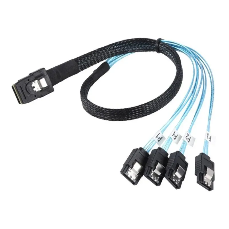 Câbles 0,5 m / 1 m mini SFF8087 à 4 Câble SATA MINI SFF8087 36P TO 4 SATA 7P Câble 12Gbps Données de disque dur