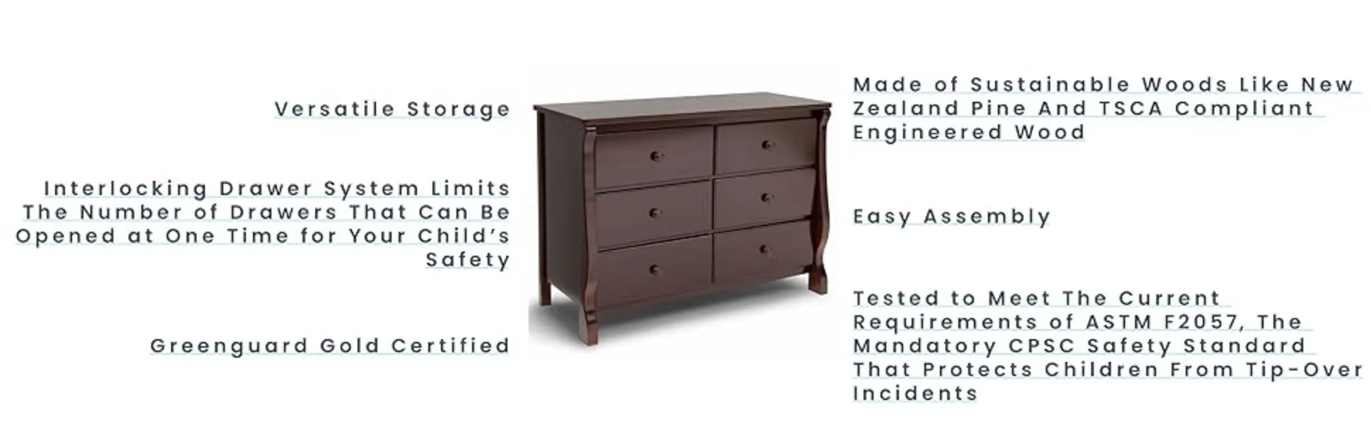 slim fit dress slacks Namesake Tanner 6-Drawer Assembled Dresser main image 0