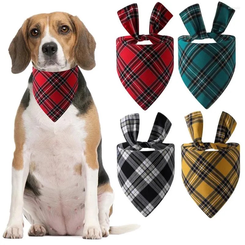 Hundebekleidung Sucado Geburtstag Geschenk Waschbar Weihnachts Bandana Square Plaid Labbe doppelte reversible Kerchief Schalzubehör für Welpenkatze