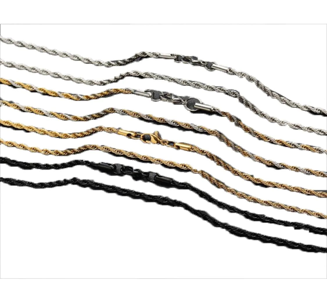 Punk hiphop ketting kettingen ed touw roestvrij staal voor vrouwen mannen cadeau goud zilver zwart Zuid -Amerikaanse ontwerper sieraden nek7636945