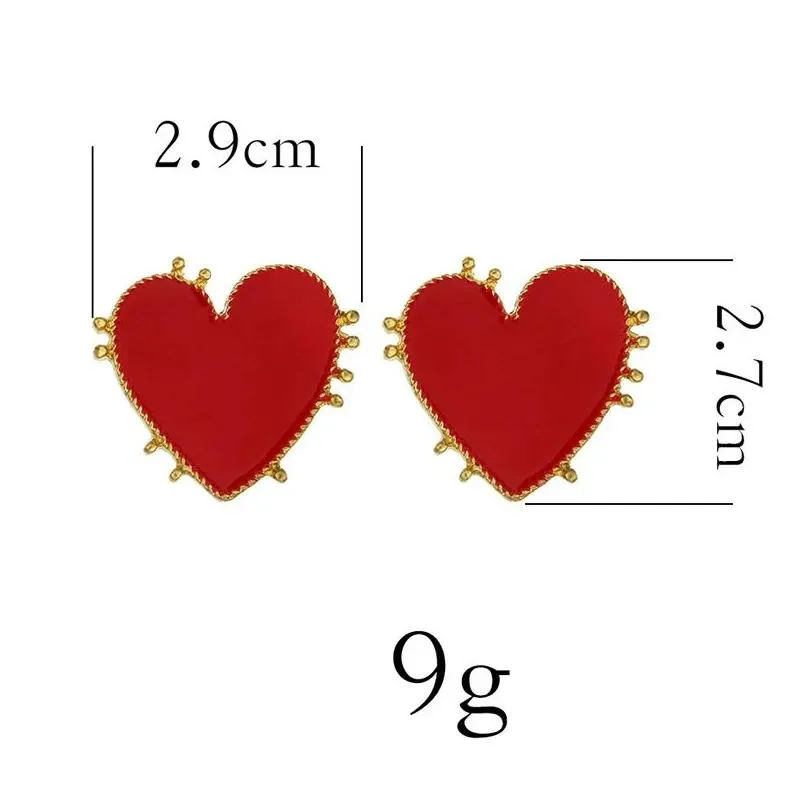 Stud Vintage Red Heart Oreger Women 14K Orecchini in oro giallo Dichiarazione Fashi