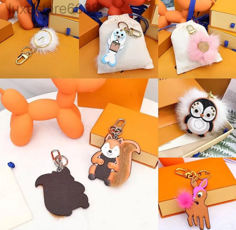 Cute Plush Animal Keychain Ball - Soft Leather & Alloy Keyring ...