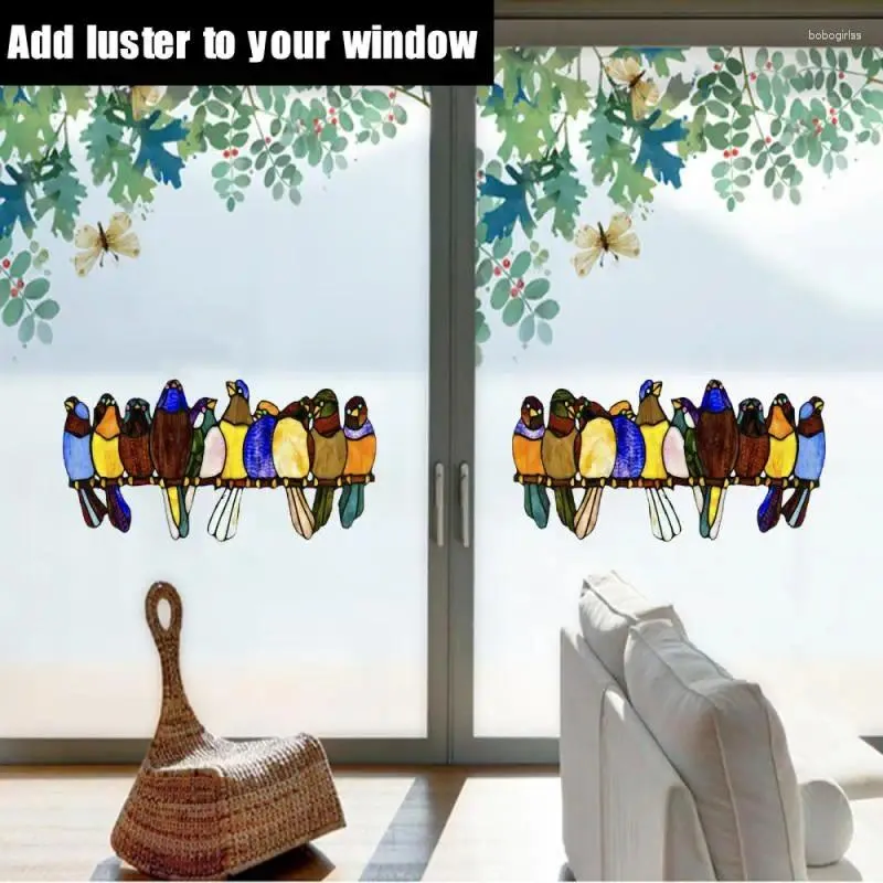 Window Stickers Creative Brilliant Color Bird Decoration Multicolor Happy Birds Home Wallpaper Cartoon Decorative