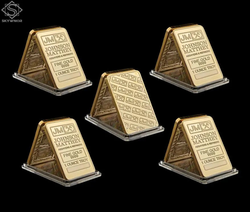 5pcs UK London Replik Fine Gold 999 1 Unze Troy Johnson Matthey Craft Assayer Raffinerien Barcoin Collectible7502376