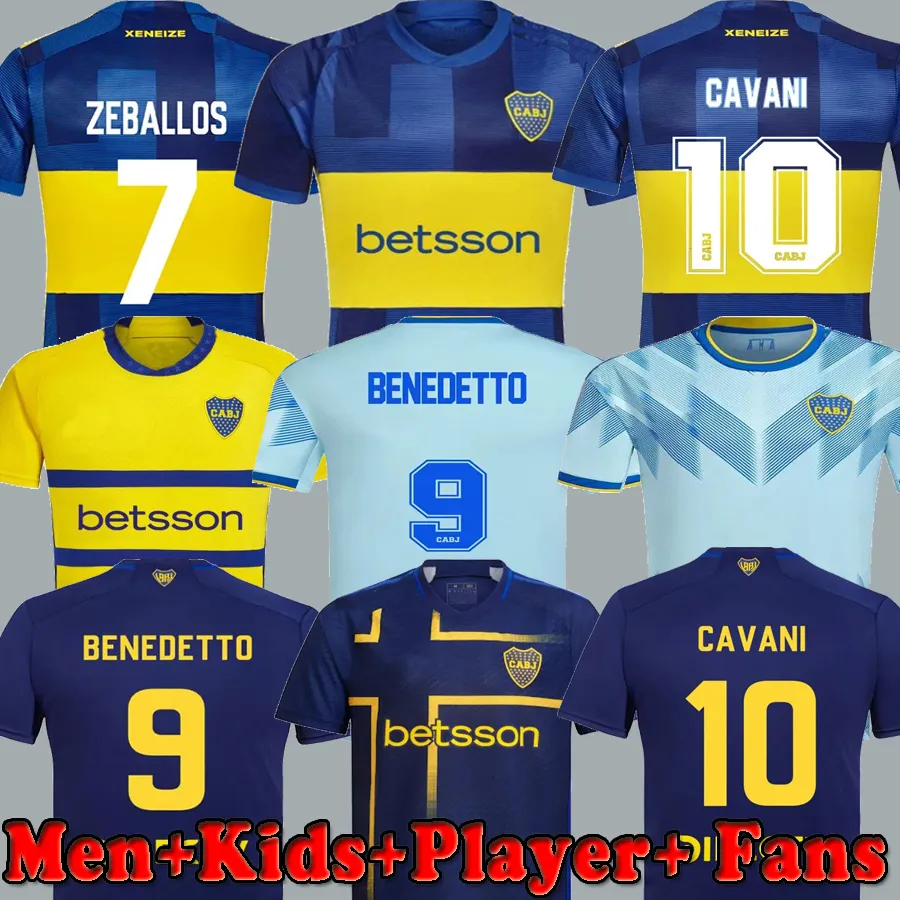 23 24 Boca Juniors Cavani Soccer Jerseys Villa Salvio Men Kids Benedetto Salvio Camisa de Futebol 2023 2024 Футбольная рубашка Tevez Carlitos Marcos Rojo Fan