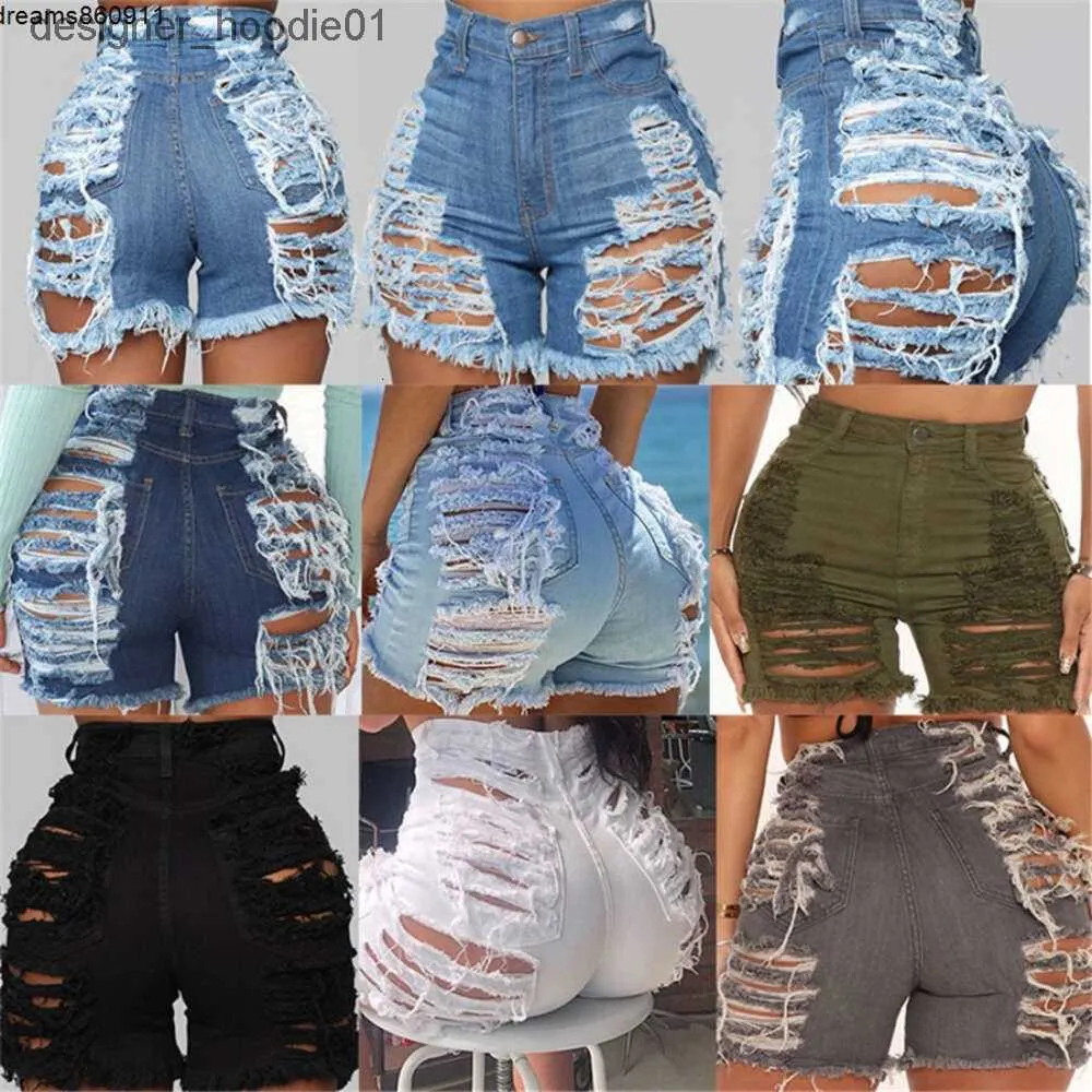 Frauen Shorts Bulk Großhandel Ripped Cut Out Denim Shorts Designer Frauen Sommerkleidung Casual Loch Jean Femme High Street Outfits C240413